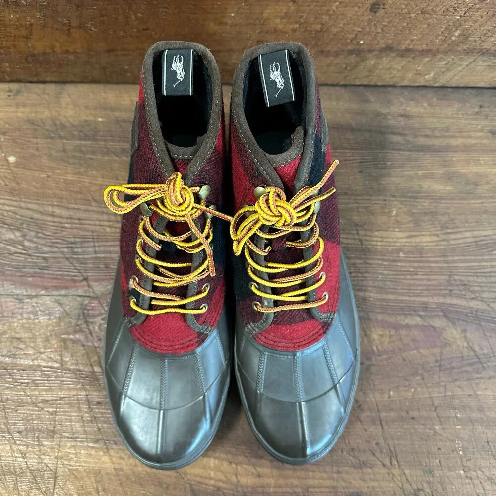 Polo Ralph Lauren Men's Claus Buffalo Check Lace-Up Boot 10